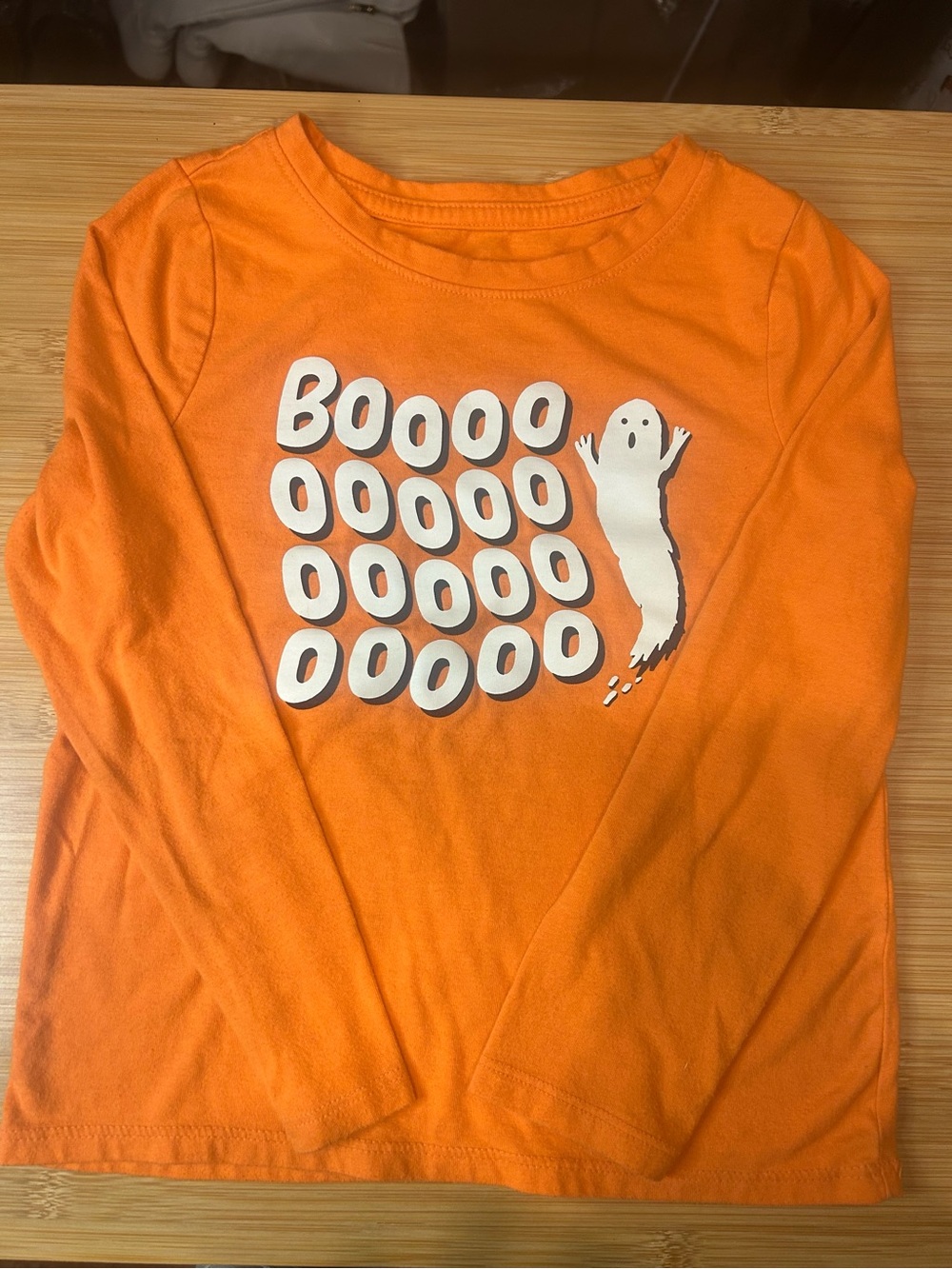 Cat & Jack Orange Long-Sleeve 'Boooo' Ghost Graphic Tee